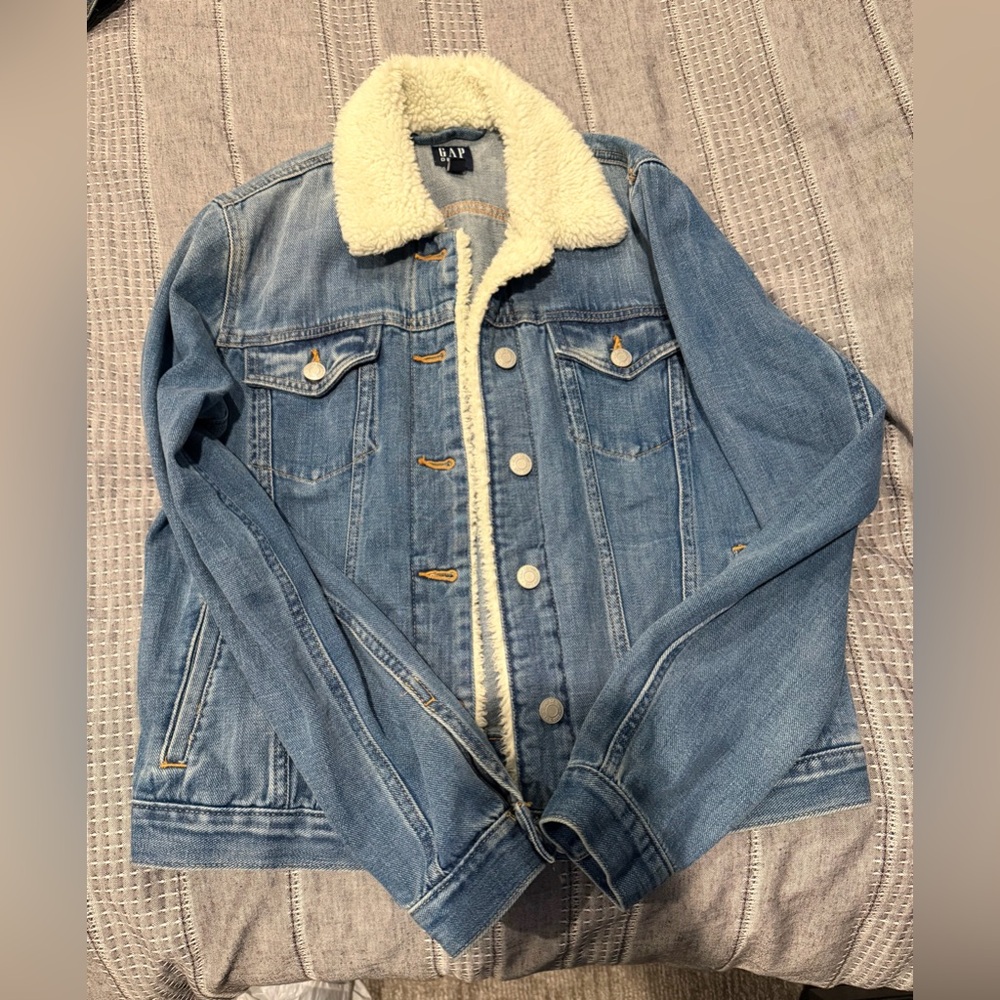 GAP Denim Jacket with Cream Sherpa Collar
